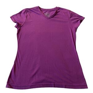 Rainbeau V-Neck Short Sleeve Workout T-Shirt Size Large Colorful Gym Active